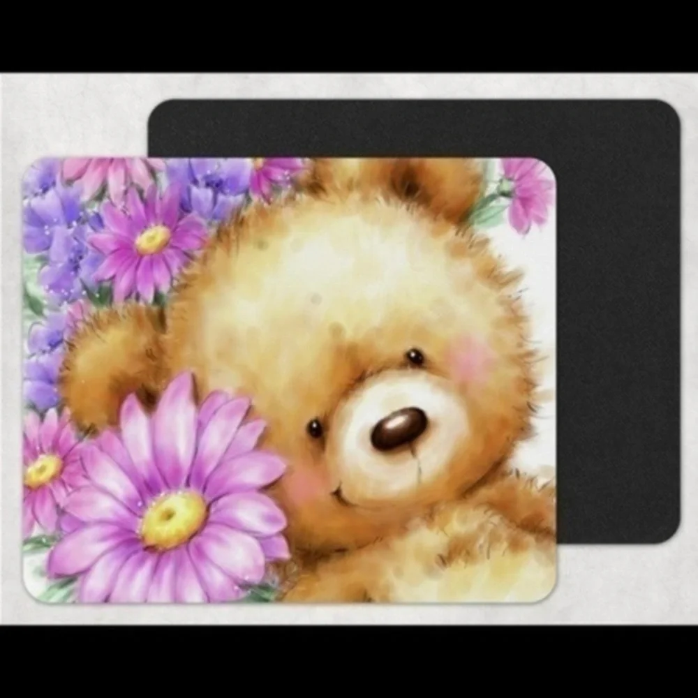 Teddy Bear Floral Mouse Pad
